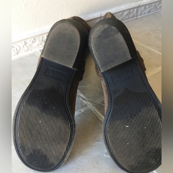 nicole boots.  8M, soft slouchy fabric, pull on, camel/brown - Picture 6 of 12